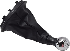 Manual Car 5 Speed Handle Leather Gear Shift Knob Lever Gaiter with Boot Cover Case for Citroen Berlingo II for Peugeot Partner 2008-2018 (D-5R-Set)