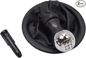 Manual Car 5 Speed Handle Leather Gear Shift Knob Lever Gaiter with Boot Cover Case for Citroen Berlingo II for Peugeot Partner 2008-2018 (D-5R-Set)