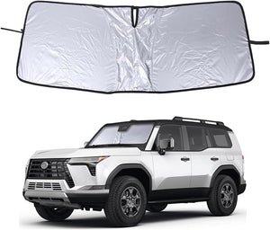 Windshield Sunshade for Lexus GX550 2024-2025 Accessories Front Window Sun Shade Foldable Reflective Sun Visor Custom Sunscreen UV Blocker Privacy Protector HeatShield Keep Your Car Cooler (White1)