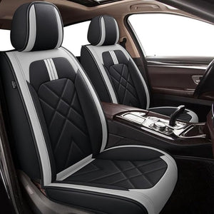 TTX LIGHTING Car Seat Covers Fit for Ford Mustang 2007-2022 - Breathable Leather Waterproof 2 Front Seat Protector (Black&amp;Light Gray)