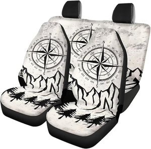 Howilath Mountain Print Car Seat Covers 4-Piece Set Breathable &amp; Elastic, Universal Fit Front and Back Seat Protectors for All Season Use