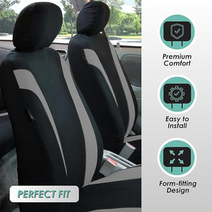 FH Group Car Seat Covers Cosmopolitan Seat Covers Beige Protector Airbag and Split Rear Seat Covers with Combo Vinyl Floor Mats Full Set Car Accessories Seat Cover Universal Fit for Cars and Vans