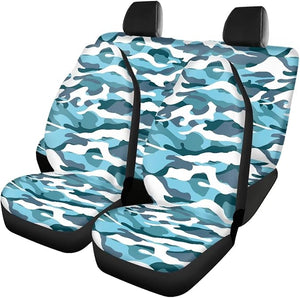 Howilath Art Blue Camo Car Seat Covers 4-Piece Set Universal Fit for Front &amp; Rear Split Seats in SUVs, Trucks, and Sedans