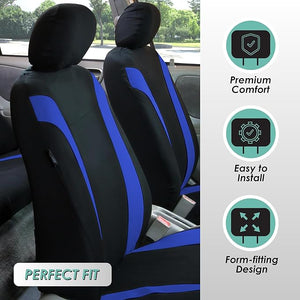 FH Group Car Seat Covers Cosmopolitan Seat Covers Blue Protector Airbag and Split Rear Seat Covers with Combo Vinyl Floor Mats Full Set Car Accessories Seat Cover Universal Fit for Cars and Vans