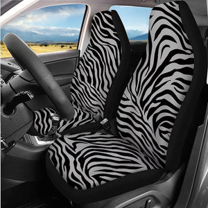 Zebra Print Seat Covers for Cars 14 Pcs Car Accessories Full Set with Steering Wheel Cover Seat Belt Covers Armrest Cushion Protector Auto Interior Decor Set Universal Fit SUVs Trucks