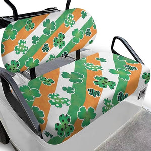 Yewatlles St. Patrick's Day Retro Leaf Golf Cart Seat Covers Kit, Fit for Club Car Precedent Ordinary Front Seat Cushion, Golf Cart Polyester Seat Cover