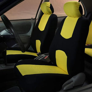 FH Group Flat Cloth Full Set Car Seat Covers Three Row 7 Seater - Universal Fit for Cars, Trucks &amp; SUVs Yellow