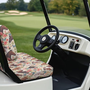 Yewatlles Floral Retro Horse Cross Golf Cart Seat Covers, Personalized Golf Cart Seat Cover Keeps Seat Cool and Clean, Fits in Club Car and Other 2-Seat Golf Carts