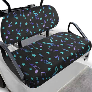 Yewatlles Colorful Retro Musical Notes Golf Cart Seat Covers, Fit Club Car Seat Cushion, Printed Club Car Accessories Seat Covers, No Nails Required Summer Decoration
