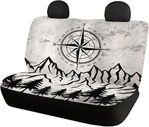 Howilath Mountain Print Car Seat Covers 4-Piece Set Breathable &amp; Elastic, Universal Fit Front and Back Seat Protectors for All Season Use