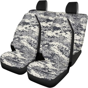 Howilath Car Seat Covers Set Universal Fit Front &amp; Rear Seat Protectors with Grey Camouflage Pattern 4-Piece Interior Accessories for All Seasons Use