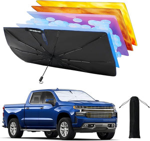 Neverland Upgraded Windshield Sun Shade Umbrella for Silverado -Fits GM-Chevrolet Silverado 1999-2024 Heat &amp; UV Blocker, Privacy Protection,Sun &amp; Dashboard Visor, Keep Cool,Truck Accessories,B