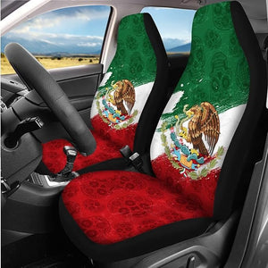 Mexican Car Seat Covers Mexico Flag Car Accessories Full Set Auto Seats Protector Include Steering Wheel Cover Seatbelt Cover Pad with Keychains Cup Coaster Interior Decor 14 Pcs