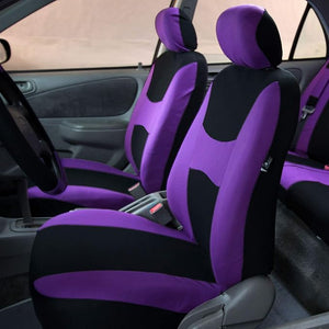 FH Group Car Seat Covers Combo Full Set with Carpet Floor mats Steering Wheel Cover and Seat Belt Pads- Universal Fit for Cars Trucks and SUVs Purple
