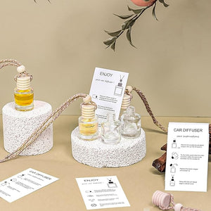 100 Sets Car Diffuser Bottles Empty Bulk Hanging Car Air Freshener Diffuser Bottles Bulk Glass Perfume Holder with Instruction Cards for Essential Oil Fragrance Pendant(Cylindrical,Clear)