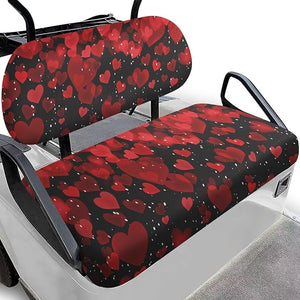 Yewatlles Retro Red Heart Glacier Cart Seat Covers for Club Car,Golf Carts Ordinary Front Seats,Breathable Washable Polyester Cloth Renew Your Golf Cart