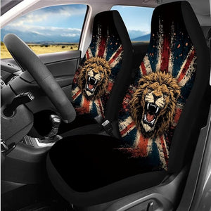 British Flag Car Seat Covers Full Set Union Jack Car Accessories Set with Steering Wheel Cover Universal Seatbelt Cushion Pad Center Console Cover with Cup Coasters Fit SUV Truck 14 Piece