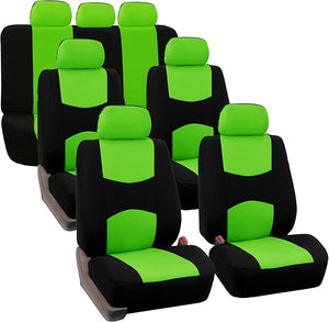 FH Group Flat Cloth Full Set Car Seat Covers Three Row 7 Seater - Universal Fit for Cars, Trucks &amp; SUVs Green
