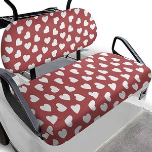 Yewatlles Red Small Heart Universal Golf Cart Seat Cover Dress UP Golf Cart Durable Breathable Material Fit for Club Car, Easy to Install