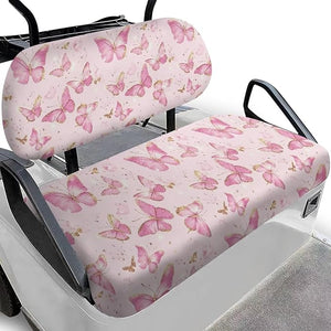 Yewatlles Pink Butterfly Pattern Club Car Seat Covers, Golf Cart Seat Covers for Club Car Printed Ordinary Seat Casual Comfortable/Breathable