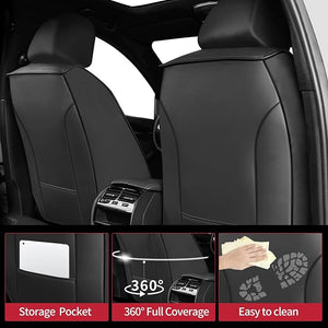 Fit Camry Car Seat Covers for Toyota Camry 2012-2024 2025 - Upgraded Premium Waterproof &amp; Breathable Leather, Airbag Compatible, All-Weather Seat Cushion Protector (Full Set, Black)