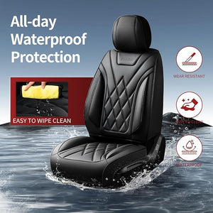 Forte Seat Covers Custom Fit for Kia Forte 2010-2026 - Full Set Premium Leather, Waterproof, All-Weather, Airbag Compatible, Anti-Slip, Breathable, Easy Install, Car Seat Protectors (Black)