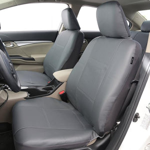 FH Group Automotive Seat Cover Deluxe Leatherette Full Set Gray Black, Combo Slip Dash Grip Pad Car Seat Covers Interior Accessories Cars Trucks SUV Car Accessories Airbag Compatible Split Bench Tan