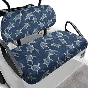 Yewatlles Retro Sea Turtle Golf Cart Seat Covers 2 Piece Set Universal Golf Cart Seat and Backrest Covers Funny Golf Cart Accessories for Women Men Easy to Install
