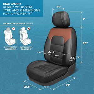 Deluxe Edition Napa Leather Seat Covers Full Set ? Black &amp; Brown Car Seat Covers Front Seats and Back Car Seat Protector, Waterproof and Universal Fit for Most Small to Medium Trucks &amp; SUVs