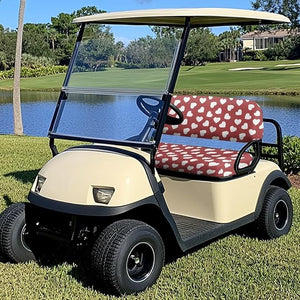 Yewatlles Red Small Heart Universal Golf Cart Seat Cover Dress UP Golf Cart Durable Breathable Material Fit for Club Car, Easy to Install