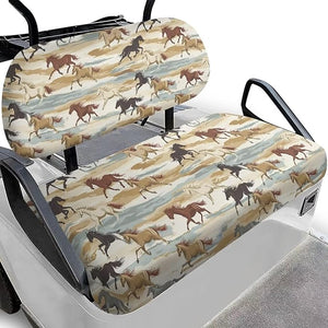 Yewatlles Retro Running Horse Golf Cart Seat Cover, Golf Cart Seat Towel Blanket Suitable for All 2-Seater Carts Seat The Seat Clean