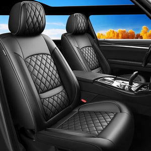 Forte Seat Covers Custom Fit for Kia Forte 2010-2026 - Full Set Premium Leather, Waterproof, All-Weather, Airbag Compatible, Anti-Slip, Breathable, Easy Install, Car Seat Protectors (Black)