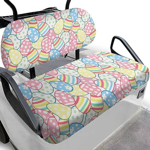 Yewatlles Cute Colorful Easter Egg Two Piece Golf Cart Seat Towel Cover with Holes Outdoor Sports Club Car Seat Blanket Protector Portable Car Protective